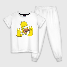 Детская пижама хлопок с принтом Homer Ahegao в Новосибирске, 100% хлопок |  брюки и футболка прямого кроя, без карманов, на брюках мягкая резинка на поясе и по низу штанин
 | ahegao | anime | homer | kawaii | manga | simpson | аниме | ахегао | гомер | кавай | манга | симпсон