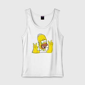 Женская майка хлопок с принтом Homer Ahegao в Новосибирске, 95% хлопок, 5% эластан |  | ahegao | anime | homer | kawaii | manga | simpson | аниме | ахегао | гомер | кавай | манга | симпсон