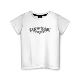 Детская футболка хлопок с принтом Hollow Knight в Новосибирске, 100% хлопок | круглый вырез горловины, полуприлегающий силуэт, длина до линии бедер | Тематика изображения на принте: game | gamer | hollow knight | logo | team cherry | игры | логотип | надписи | первонаж | рыцарь