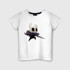 Детская футболка хлопок с принтом Hollow Knight в Новосибирске, 100% хлопок | круглый вырез горловины, полуприлегающий силуэт, длина до линии бедер | hollow knight | детская | для детей | игра | компьютерная игра | королевство | рыцарь | темный рыцарь | холлов кнайт | экшен