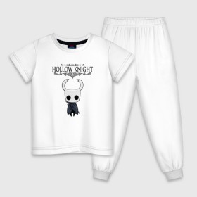Детская пижама хлопок с принтом HOLLOW KNIGHT в Новосибирске, 100% хлопок |  брюки и футболка прямого кроя, без карманов, на брюках мягкая резинка на поясе и по низу штанин
 | game | gamer | hollow knight | logo | team cherry | игры | логотип | первонаж | рыцарь
