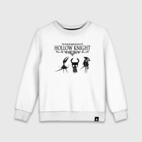 Детский свитшот хлопок с принтом HOLLOW KNIGHT в Новосибирске, 100% хлопок | круглый вырез горловины, эластичные манжеты, пояс и воротник | game | gamer | hollow knight | logo | team cherry | игры | логотип | первонаж | рыцарь