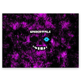 Поздравительная открытка с принтом Undertale Sans. в Новосибирске, 100% бумага | плотность бумаги 280 г/м2, матовая, на обратной стороне линовка и место для марки
 | 3d | pixel | sans | undertale | абстракция | андертейл | без глаз | игра | надпись | пиксель | пикселя | подземная история | текстура