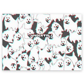 Поздравительная открытка с принтом Undertale (Надоедливый пёс). в Новосибирске, 100% бумага | плотность бумаги 280 г/м2, матовая, на обратной стороне линовка и место для марки
 | 3d | glitch | pixel | undertale | андертейл | без глаз | глитч | игра | надоедливая собака | надоедливый пес | надпись | пиксель | пикселя | подземная история | текстура