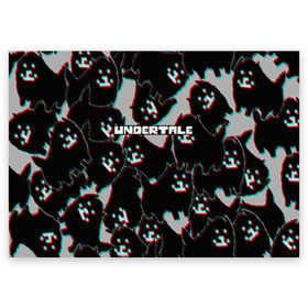 Поздравительная открытка с принтом Undertale (Надоедливый пёс). в Новосибирске, 100% бумага | плотность бумаги 280 г/м2, матовая, на обратной стороне линовка и место для марки
 | 3d | glitch | pixel | undertale | андертейл | без глаз | глитч | игра | надоедливая собака | надоедливый пес | надпись | пиксель | пикселя | подземная история | текстура