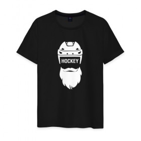 Мужская футболка хлопок с принтом Hockey в Новосибирске, 100% хлопок | прямой крой, круглый вырез горловины, длина до линии бедер, слегка спущенное плечо. | Тематика изображения на принте: борода | вратарь | красная машина | нападающий | пятерка | россия | хоккеист | хоккей | шлем | я люблю хоккей