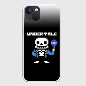 Чехол для iPhone 13 с принтом Undertale STOP. в Новосибирске,  |  | 3d | pixel | sans | stop | undertale | абстракция | алфавит | андертейл | буквы | геометрия | знак | игра | надпись | пиксель | пикселя | подземная история | текстура