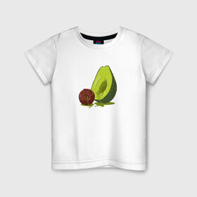 Детская футболка хлопок с принтом Avocado R.I.P. в Новосибирске, 100% хлопок | круглый вырез горловины, полуприлегающий силуэт, длина до линии бедер | Тематика изображения на принте: авокадо | арт | веган | вегетарианец | вкусняшка | еда | жиры | зеленый | зож | косточка | милый | овощи | пп | фрукты | юмор
