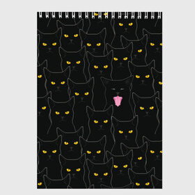 Скетчбук с принтом Чёрные коты в Новосибирске, 100% бумага
 | 48 листов, плотность листов — 100 г/м2, плотность картонной обложки — 250 г/м2. Листы скреплены сверху удобной пружинной спиралью | black | cat | eyes | halloween | kitten | look | magic | muzzle | mysticism | witch | witchcraft | yellow | ведьма | взгляд | глаза | желтый | колдовство | кот | котёнок | котик | кошачья | магия | мистика | хэллоуин | черный