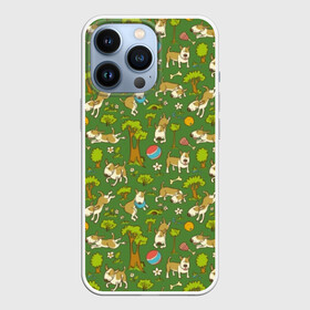 Чехол для iPhone 13 Pro с принтом Забавные собаки в Новосибирске,  |  | Тематика изображения на принте: animal | dog | fauna | flora | funny | game | green | pet | puppy | smile | trees | деревья | животное | забавный | зеленый | игра | пёс | питомец | прикольный | псина | собака | улыбка | фауна | флора | щенок