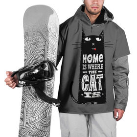 Накидка на куртку 3D с принтом Дом там, где твой кот в Новосибирске, 100% полиэстер |  | Тематика изображения на принте: black | cat | cool | gray | kitten | motto | muzzle | slogan | text | white | белый | девиз | кот | котёнок | котик | кошачья | лозунг | прикольный | серый | текст | черный