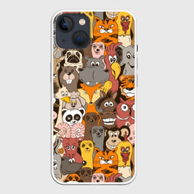 Чехол для iPhone 13 с принтом Прикольные зверушки в Новосибирске,  |  | bear | cat | dinosaur | dog | elephant | giraffe | monkey | owl | panda | penguin | pig | tiger | баран | бегемот | белка | динозавр | животное | жираф | заяц | звери | зверушки | кот | лев | лиса | лошадь | медведь | олень | осел | панда | петух