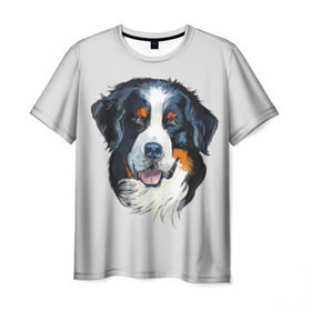Мужская футболка 3D с принтом Бернский зенненхунд в Новосибирске, 100% полиэфир | прямой крой, круглый вырез горловины, длина до линии бедер | animal | bernese mountain dog | black | breed | dog | muzzle | red | white | белый | бернский зенненхунд | животное | пёс | порода | рыжий | собака | черный