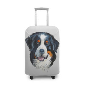 Чехол для чемодана 3D с принтом Бернский зенненхунд в Новосибирске, 86% полиэфир, 14% спандекс | двустороннее нанесение принта, прорези для ручек и колес | animal | bernese mountain dog | black | breed | dog | muzzle | red | white | белый | бернский зенненхунд | животное | пёс | порода | рыжий | собака | черный