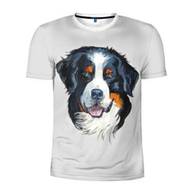 Мужская футболка 3D спортивная с принтом Бернский зенненхунд в Новосибирске, 100% полиэстер с улучшенными характеристиками | приталенный силуэт, круглая горловина, широкие плечи, сужается к линии бедра | animal | bernese mountain dog | black | breed | dog | muzzle | red | white | белый | бернский зенненхунд | животное | пёс | порода | рыжий | собака | черный