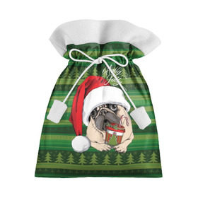 Подарочный 3D мешок с принтом Holly Jolly в Новосибирске, 100% полиэстер | Размер: 29*39 см | Тематика изображения на принте: animal | breed | christmas | cozy | dog | family | green | holiday | home | new year | pug | red | tree | white | winter | белый | домашний | ёлки | животное | зеленый | зима | красный | мопс | новый год | порода | праздник | рождество | семейный | собака
