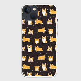 Чехол для iPhone 13 с принтом Корги в Новосибирске,  |  | animal | attractive face | breed | children | cool | corgi | cute | dog | drawing | funny | red | white | yellow | белый | детский | желтый | животное | забавный | корги | круто | милый | пёс | порода | рисунок | рыжий | собака