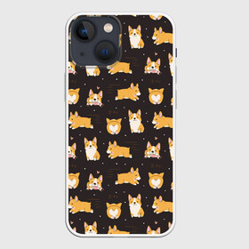 Чехол для iPhone 13 mini с принтом Корги в Новосибирске,  |  | animal | attractive face | breed | children | cool | corgi | cute | dog | drawing | funny | red | white | yellow | белый | детский | желтый | животное | забавный | корги | круто | милый | пёс | порода | рисунок | рыжий | собака