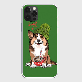 Чехол для iPhone 12 Pro Max с принтом Love is sweet в Новосибирске, Силикон |  | animal | breed | brown | corgi | cute | dog | funny | green | hat | heart | slogan | text | white | белый | животное | забавный | зеленый | корги | коричневый | милый | пёс | порода | сердце | слоган | собака | текст | шапка