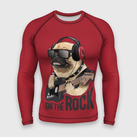 Мужской рашгард 3D с принтом On the rock в Новосибирске,  |  | animal | black | breed | cool | dog | guitar | headphones | motto | music | pug | red | rock | rock star | slogan | text | гитара | девиз | животное | красный | крутой | мопс | музыка | наушники | очки | порода | рок | рок звезда | слоган | соба