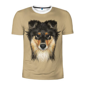 Мужская футболка 3D спортивная с принтом Sheltie в Новосибирске, 100% полиэстер с улучшенными характеристиками | приталенный силуэт, круглая горловина, широкие плечи, сужается к линии бедра | animal | black | breed | brown | cute | dog | drawing | eyes | kind | look | muzzle | portrait | red | взгляд | глаза | добрый | животное | коричневый | милый | пёс | порода | портрет | рисунок | рыжий | собака | черный | шелти
