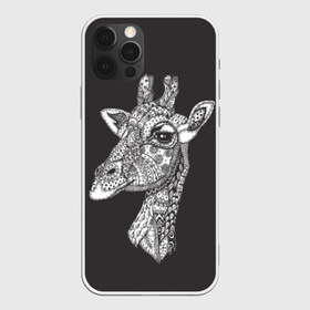 Чехол для iPhone 12 Pro Max с принтом Жираф в Новосибирске, Силикон |  | animal | black | drawing | ethnic | eyes | giraffe | look | muzzle | pattern | safari | white | zendudl | белый | взгляд | глаза | животное | жираф | зендудл | рисунок | сафари | узор | черный | этнический