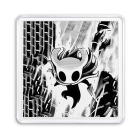 Магнит 55*55 с принтом Hollow Knight в Новосибирске, Пластик | Размер: 65*65 мм; Размер печати: 55*55 мм | hollow knight | детская | для детей | игра | компьютерная игра | королевство | рыцарь | темный рыцарь | холлов кнайт | экшен