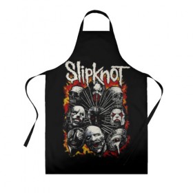 Фартук 3D с принтом Slipknot в Новосибирске, 100% полиэстер | общий размер — 65 х 85 см, ширина нагрудника — 26 см, горловина — 53 см, длина завязок — 54 см, общий обхват в поясе — 173 см. Принт на завязках и на горловине наносится с двух сторон, на основной части фартука — только с внешней стороны | band | corey taylor | jim root | metal | mick thomson | music | official | альтернативный | глэм | готик | гранж | метал | музыка | пост | рок | хард