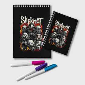 Блокнот с принтом Slipknot в Новосибирске, 100% бумага | 48 листов, плотность листов — 60 г/м2, плотность картонной обложки — 250 г/м2. Листы скреплены удобной пружинной спиралью. Цвет линий — светло-серый
 | band | corey taylor | jim root | metal | mick thomson | music | official | альтернативный | глэм | готик | гранж | метал | музыка | пост | рок | хард