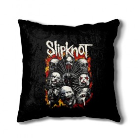 Подушка 3D с принтом Slipknot в Новосибирске, наволочка – 100% полиэстер, наполнитель – холлофайбер (легкий наполнитель, не вызывает аллергию). | состоит из подушки и наволочки. Наволочка на молнии, легко снимается для стирки | band | corey taylor | jim root | metal | mick thomson | music | official | альтернативный | глэм | готик | гранж | метал | музыка | пост | рок | хард