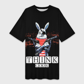 Платье-футболка 3D с принтом Кролик с Пистолетами: Измайлов в Новосибирске,  |  | cook | guns | pirate | rabbit | think | александр | гриша | гриши | заяц | измайлов | кролик | петров | пират | пистолетами | пистолетом | пистолеты | рублевки | сериал | сериалы | тельняшка