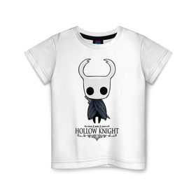 Детская футболка хлопок с принтом Hollow Knight в Новосибирске, 100% хлопок | круглый вырез горловины, полуприлегающий силуэт, длина до линии бедер | hallownest | hollow knight | the knight | игры | компьютерная игра | реймер | рыцарь