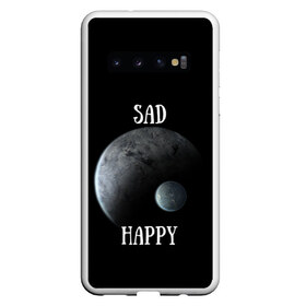 Чехол для Samsung Galaxy S10 с принтом Sad Happy в Новосибирске, Силикон | Область печати: задняя сторона чехла, без боковых панелей | Тематика изображения на принте: jesus | rap | грустный | джизус | джизус возрождение | джизус рэпер | джизус ты ювелир | мерч | музыка | реп | рэп | счастливый