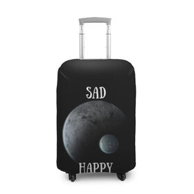 Чехол для чемодана 3D с принтом Sad Happy в Новосибирске, 86% полиэфир, 14% спандекс | двустороннее нанесение принта, прорези для ручек и колес | jesus | rap | грустный | джизус | джизус возрождение | джизус рэпер | джизус ты ювелир | мерч | музыка | реп | рэп | счастливый