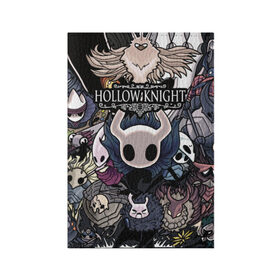 Обложка для паспорта матовая кожа с принтом Hollow Knight в Новосибирске, натуральная матовая кожа | размер 19,3 х 13,7 см; прозрачные пластиковые крепления | hallownest | hollow knight | the knight | игры | компьютерная игра | реймер | рыцарь