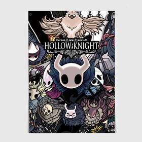 Постер с принтом Hollow Knight в Новосибирске, 100% бумага
 | бумага, плотность 150 мг. Матовая, но за счет высокого коэффициента гладкости имеет небольшой блеск и дает на свету блики, но в отличии от глянцевой бумаги не покрыта лаком | hallownest | hollow knight | the knight | игры | компьютерная игра | реймер | рыцарь