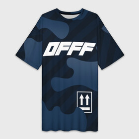 Платье-футболка 3D с принтом OFFF в Новосибирске,  |  | abloh | black | logo | of white | off | off white | offwhite | paint | street | trend | virgil | wear | white | бренд | вайт | лого | мода | офвайт | офф | офф вайт | оффвайт | символ | стритвир | тренд | уличная