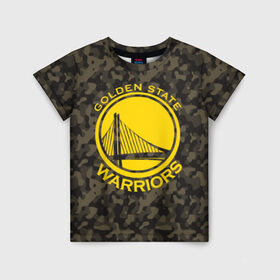 Детская футболка 3D с принтом Golden State Warriors camo в Новосибирске, 100% гипоаллергенный полиэфир | прямой крой, круглый вырез горловины, длина до линии бедер, чуть спущенное плечо, ткань немного тянется | golden state | golden state warriors | nba | warriors | баскетбол | голден стэйт | голден стэйт уорриорз | камуфляж | нба | спорт | уорриорз camo | хаки