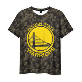 Мужская футболка 3D с принтом Golden State Warriors camo в Новосибирске, 100% полиэфир | прямой крой, круглый вырез горловины, длина до линии бедер | golden state | golden state warriors | nba | warriors | баскетбол | голден стэйт | голден стэйт уорриорз | камуфляж | нба | спорт | уорриорз camo | хаки