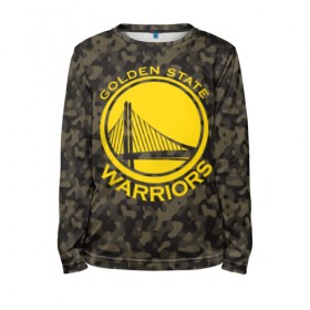 Детский лонгслив 3D с принтом Golden State Warriors camo в Новосибирске, 100% полиэстер | длинные рукава, круглый вырез горловины, полуприлегающий силуэт
 | golden state | golden state warriors | nba | warriors | баскетбол | голден стэйт | голден стэйт уорриорз | камуфляж | нба | спорт | уорриорз camo | хаки