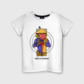 Детская футболка хлопок с принтом Durr Burger в Новосибирске, 100% хлопок | круглый вырез горловины, полуприлегающий силуэт, длина до линии бедер | battle | burger | durr | fort | fortnite | royale | битва | бургер | бургермен | бургермэн | королевская | форт | фортнайт
