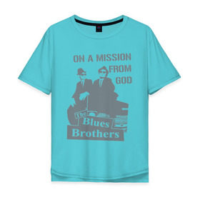 Мужская футболка хлопок Oversize с принтом Братья Блюз в Новосибирске, 100% хлопок | свободный крой, круглый ворот, “спинка” длиннее передней части | Тематика изображения на принте: американский. комедийный. киномюзикл