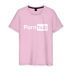 Мужская футболка хлопок с принтом PornHub в Новосибирске, 100% хлопок | прямой крой, круглый вырез горловины, длина до линии бедер, слегка спущенное плечо. | brazzers | браззерс