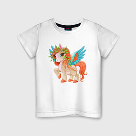 Детская футболка хлопок с принтом Принцесса единорог в Новосибирске, 100% хлопок | круглый вырез горловины, полуприлегающий силуэт, длина до линии бедер | pony | грива | девочка | единорог | конь | копыта | красивая | лошадка | лошадь | милая | пони | природа закат | радуга