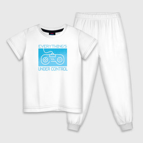 Детская пижама хлопок с принтом Джойстик в Новосибирске, 100% хлопок |  брюки и футболка прямого кроя, без карманов, на брюках мягкая резинка на поясе и по низу штанин
 | Тематика изображения на принте: джойстик | игра | игры | надпись | пиксель