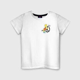 Детская футболка хлопок с принтом Bart peace в Новосибирске, 100% хлопок | круглый вырез горловины, полуприлегающий силуэт, длина до линии бедер | bart | bart peace | impressionism off white | off white | off white купить | off white мужской | off white цена | the simpsons | симпсоны