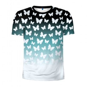 Мужская футболка 3D спортивная с принтом Бабочки в Новосибирске, 100% полиэстер с улучшенными характеристиками | приталенный силуэт, круглая горловина, широкие плечи, сужается к линии бедра | бабочки | градиент | крылышки | мотылёк | порхают