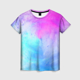 Женская футболка 3D с принтом Лето в Новосибирске, 100% полиэфир ( синтетическое хлопкоподобное полотно) | прямой крой, круглый вырез горловины, длина до линии бедер | tie dye | tie dye футболка | летняя футболка | розовый | синий | тай дай | тай дай футболка | фиолетовый | яркая футболка