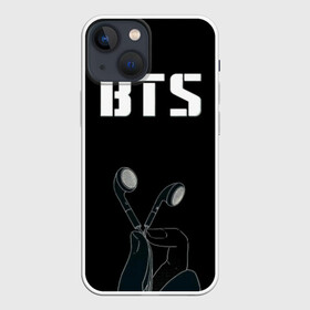 Чехол для iPhone 13 mini с принтом BTS(наушники в руке) в Новосибирске,  |  | bangtan boys | beyond the scene | bts | бтс | группа | музыка | песни | южнокорейский бойбенд