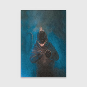 Обложка для паспорта матовая кожа с принтом Blue в Новосибирске, натуральная матовая кожа | размер 19,3 х 13,7 см; прозрачные пластиковые крепления | Тематика изображения на принте: godzilla | king of the monsters | годзила | годзилла 2 | король монстров